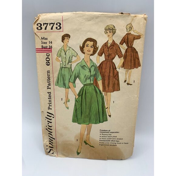 Simplicity Misses Shirt Top Skirt Sewing Pattern Sz 14 3773 - Picture 4 of 4